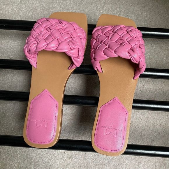 MARC FISHER Women Reanna Leather Slide Sandals - NEW NWOB - Picture 2 of 9